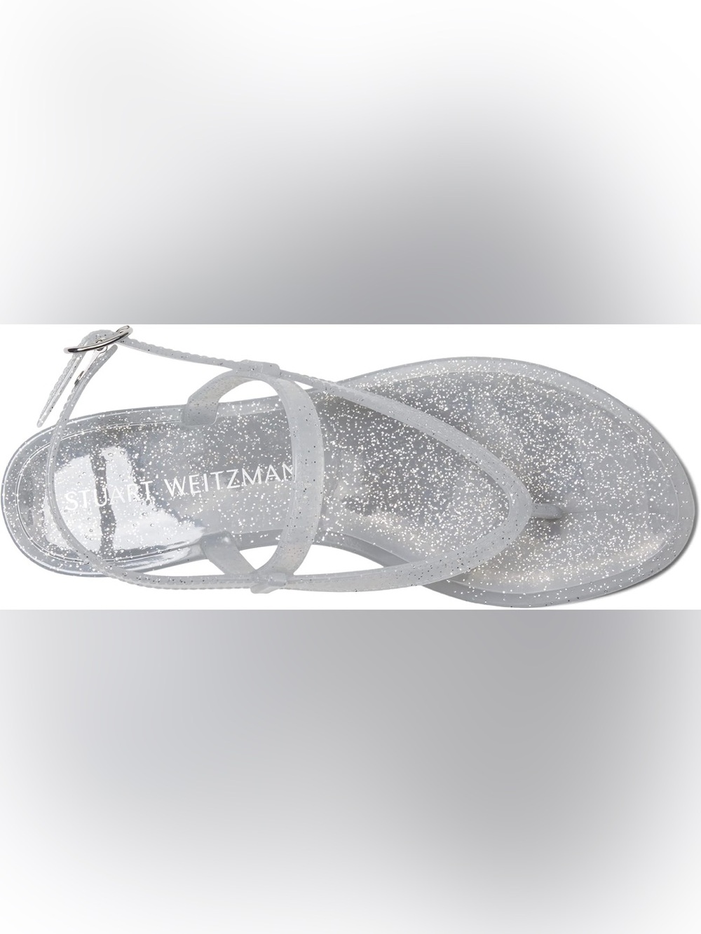New! Stuart Weitzman Sawyer Silver Glitter Jelly Slides Summer Flat Sandals 8B